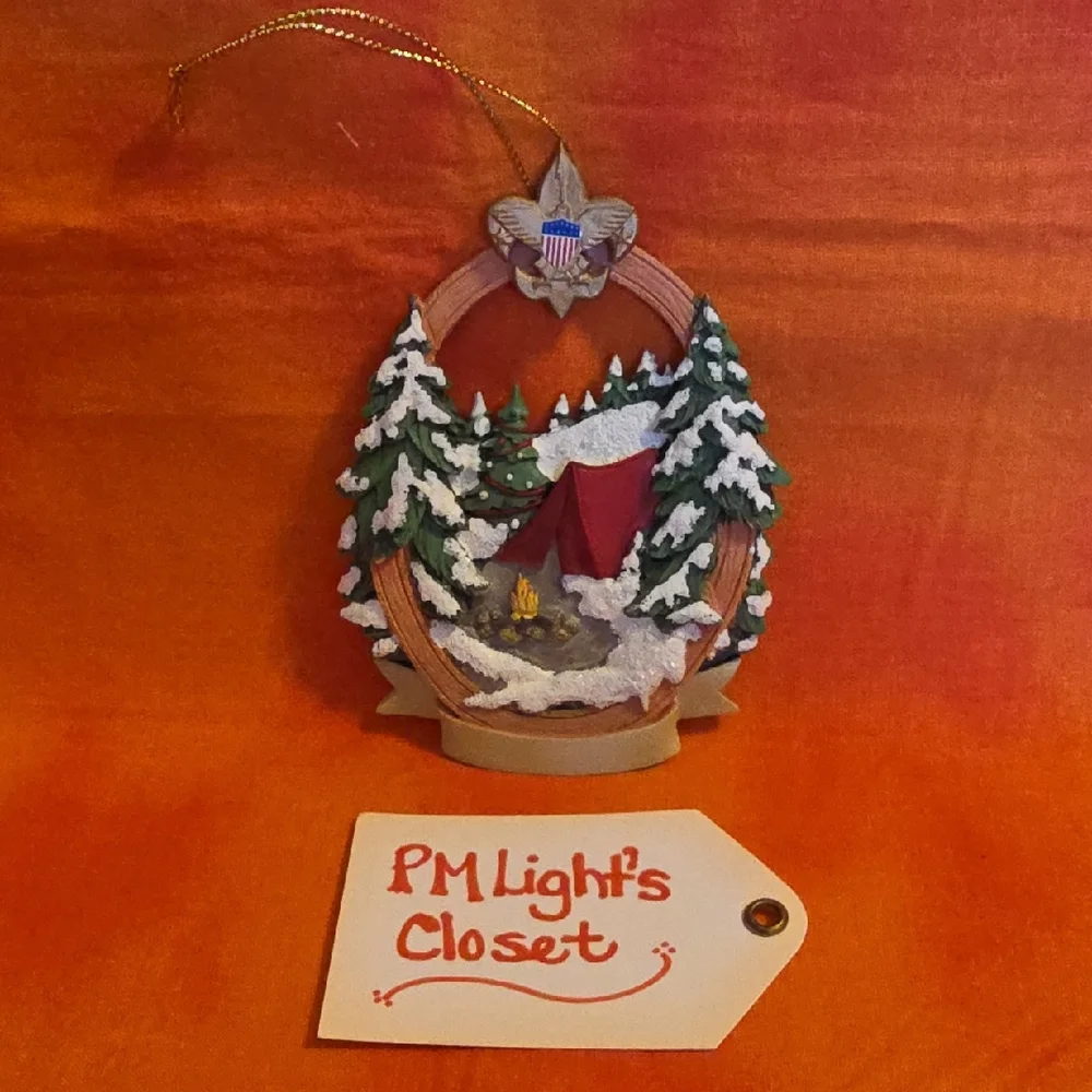 Boy Scouts of America Christmas Ornament Red Tent Green Trees